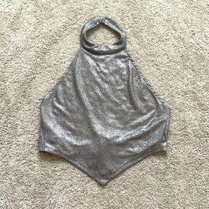 Silver Topshop backless Halter crop top
